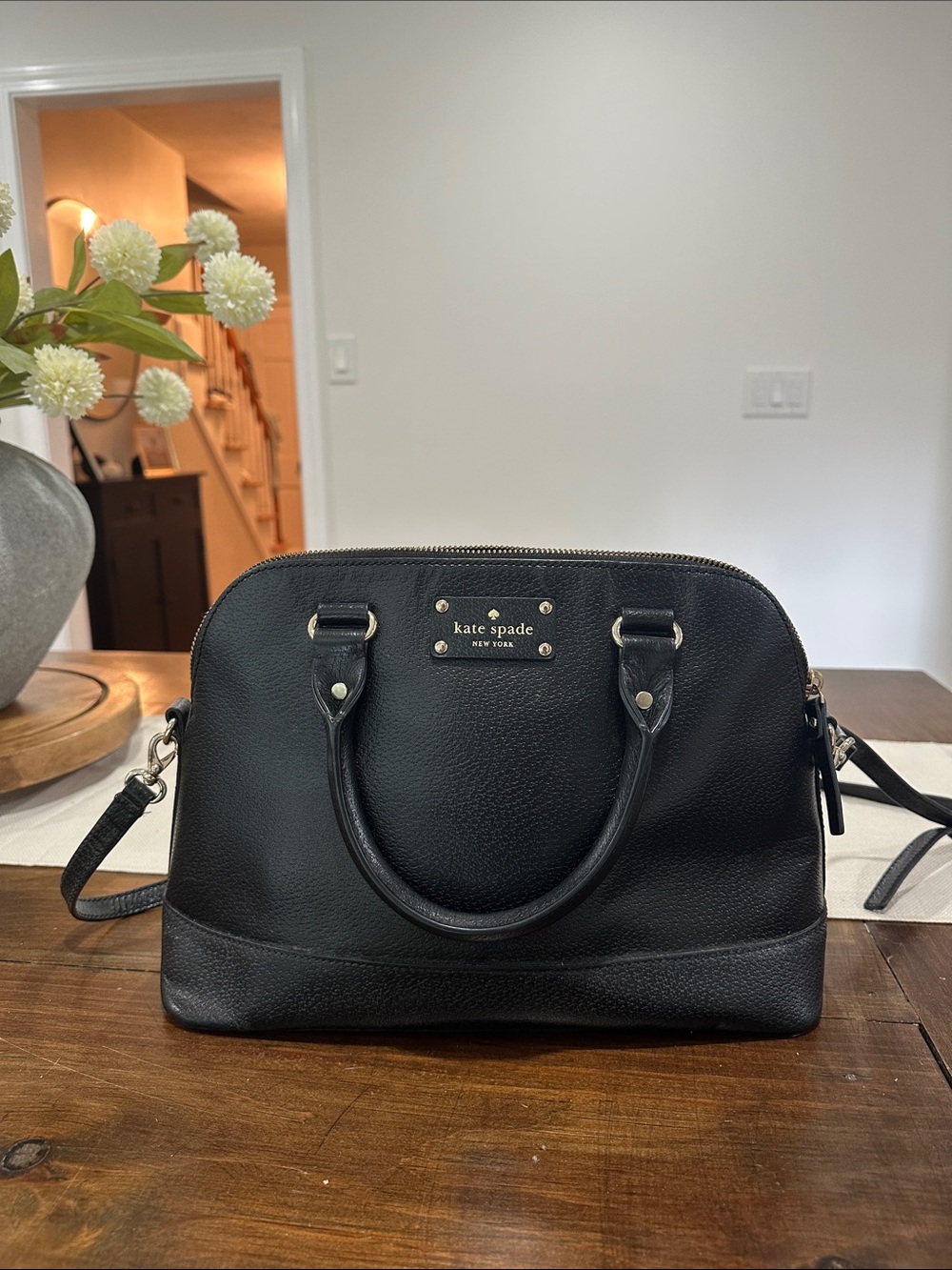 Kate Spade Wellesley Rachelle- Black Leather Dome Satchel
